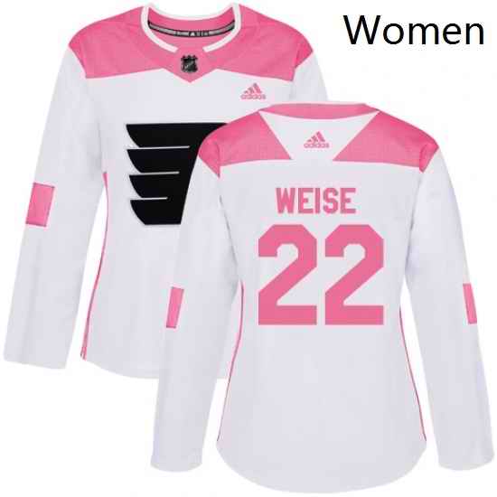 Womens Adidas Philadelphia Flyers 22 Dale Weise Authentic WhitePink Fashion NHL Jersey